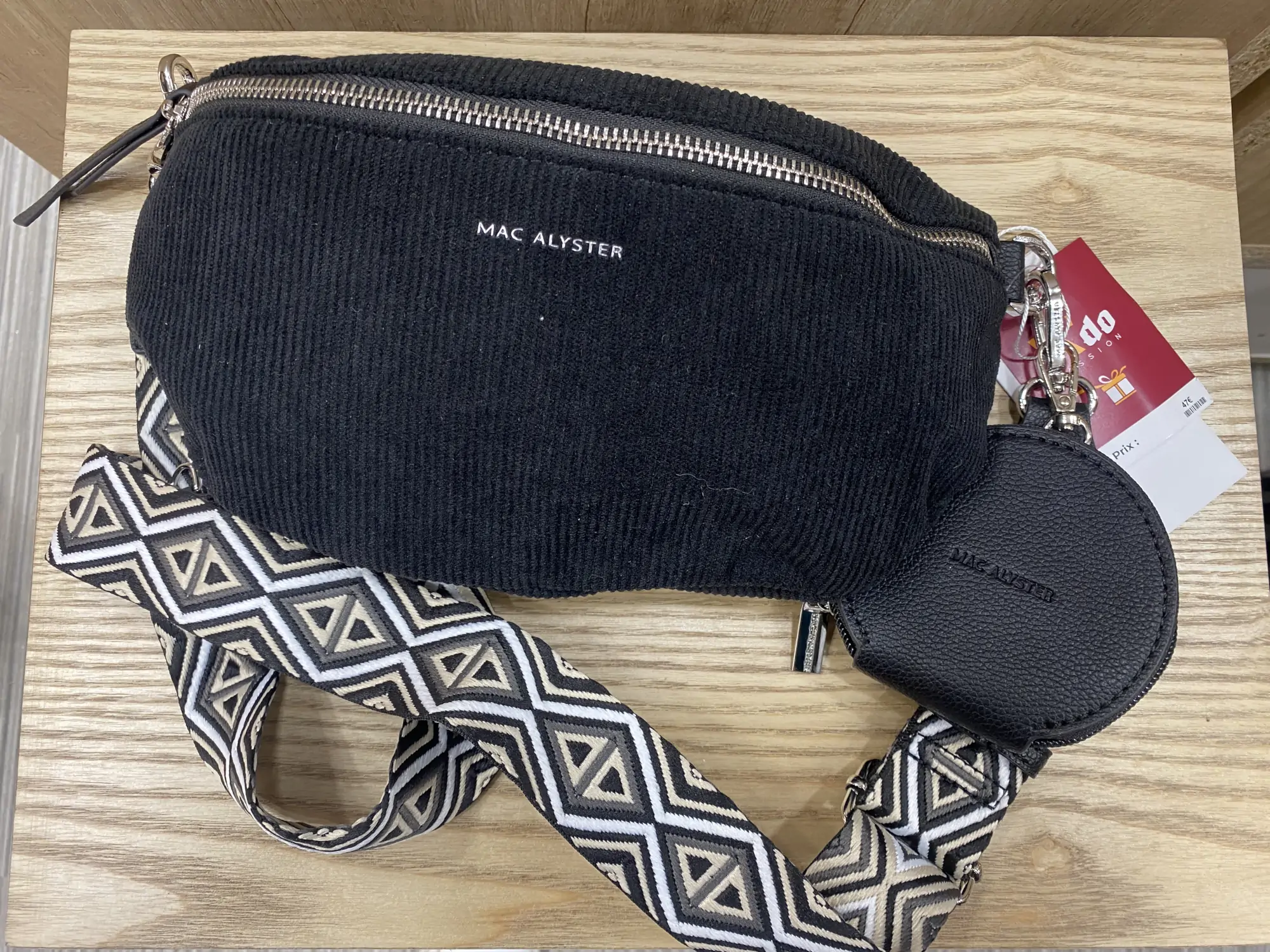 Sac banane velours noir Mac Alyster