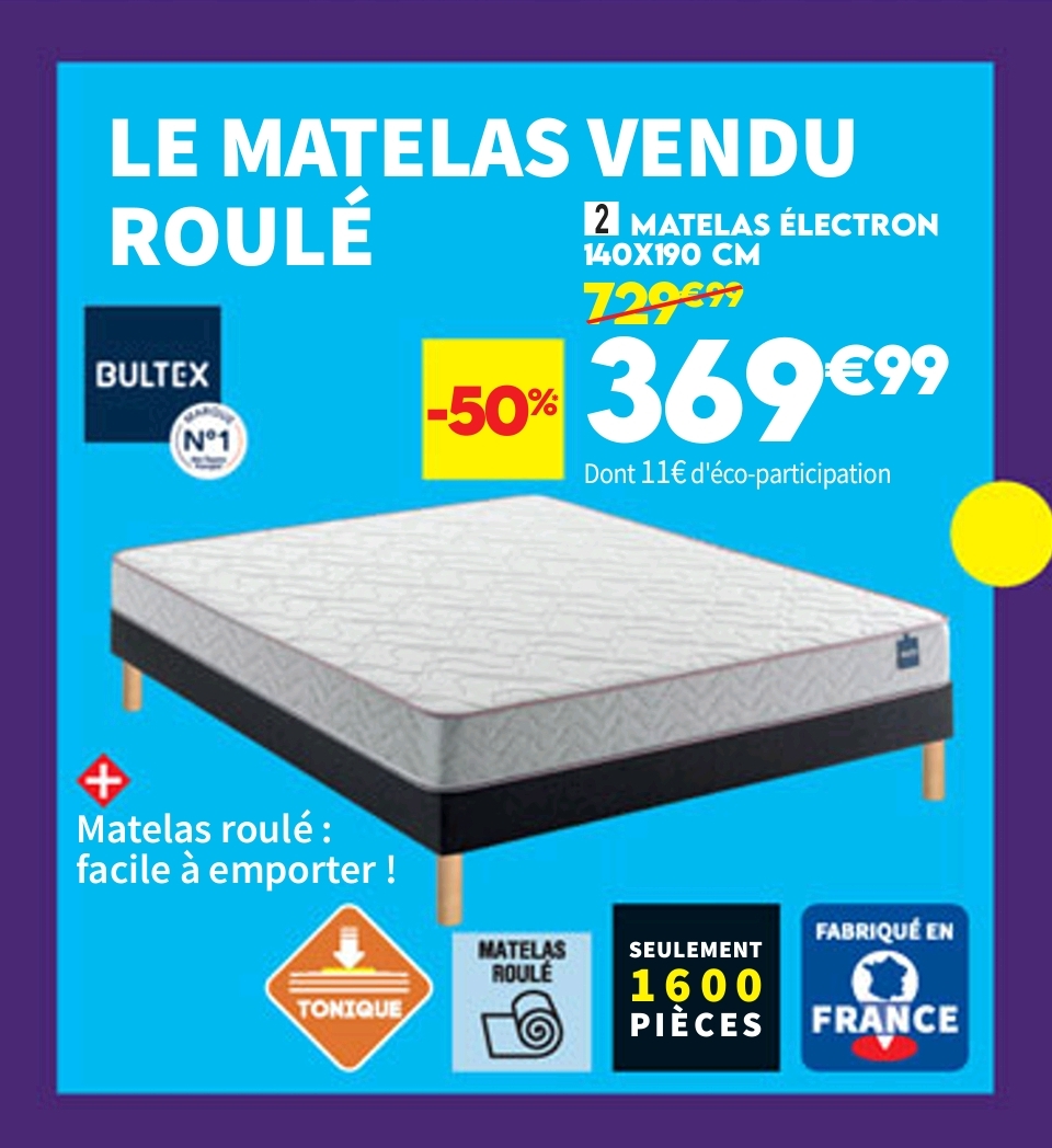 Matelas Mousse 140×190 Cm Bultex Electron