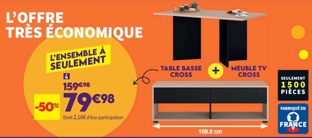 Meuble Tv Bas à Poser Cross Mtv Et Table Basse Rectangulaire