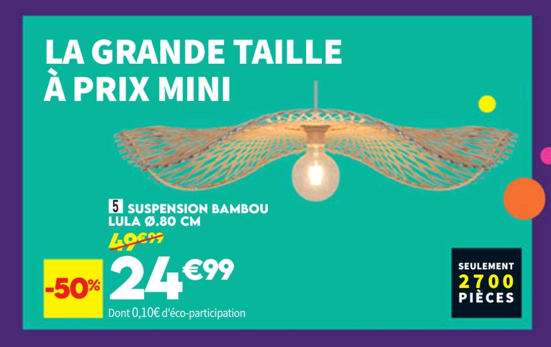 Suspension Bambou 120 Cm Naturel Lula