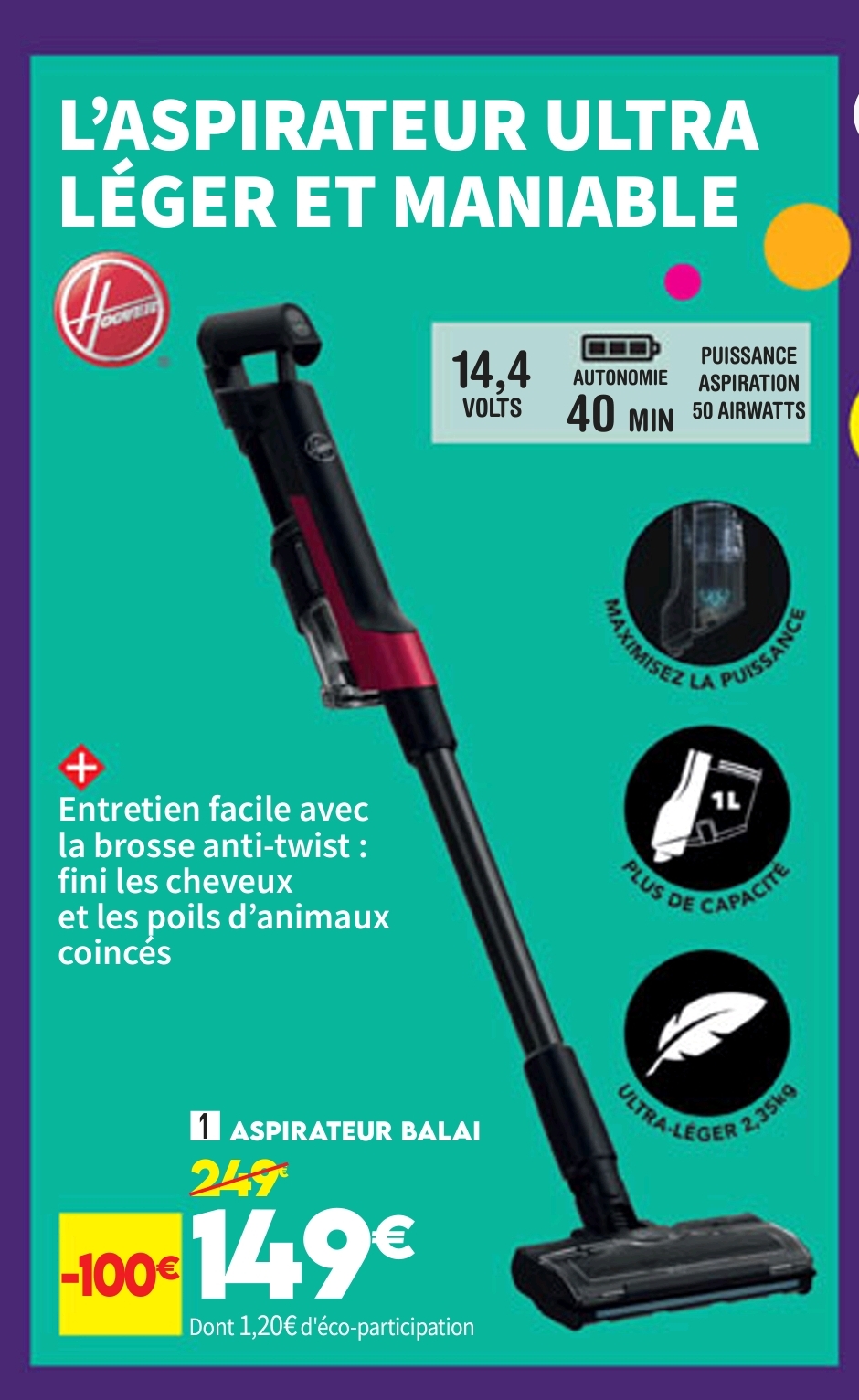 Aspirateur Balai Rechargeable Hoover