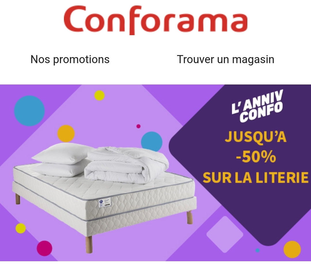 L’anniv Confo Jusqu’à – 50% Sur La Literie