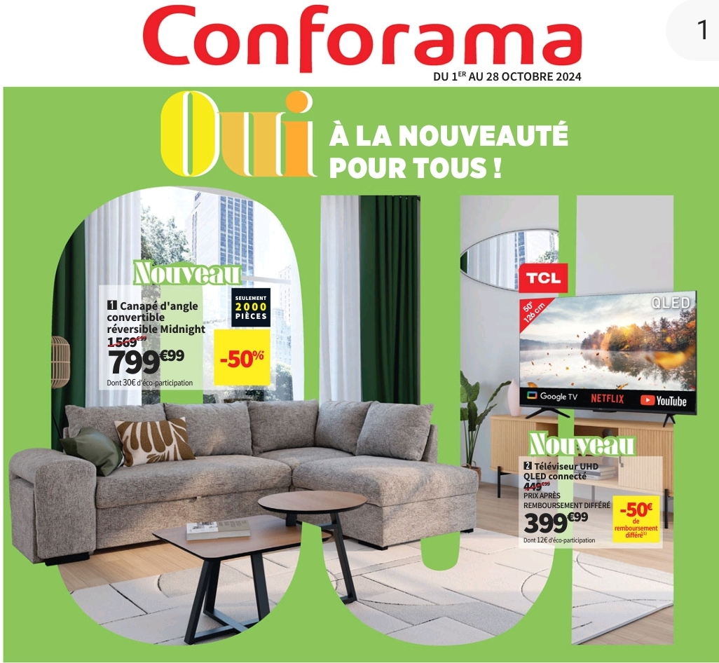 Catalogue Conforama   « oui à La Nouveauté »