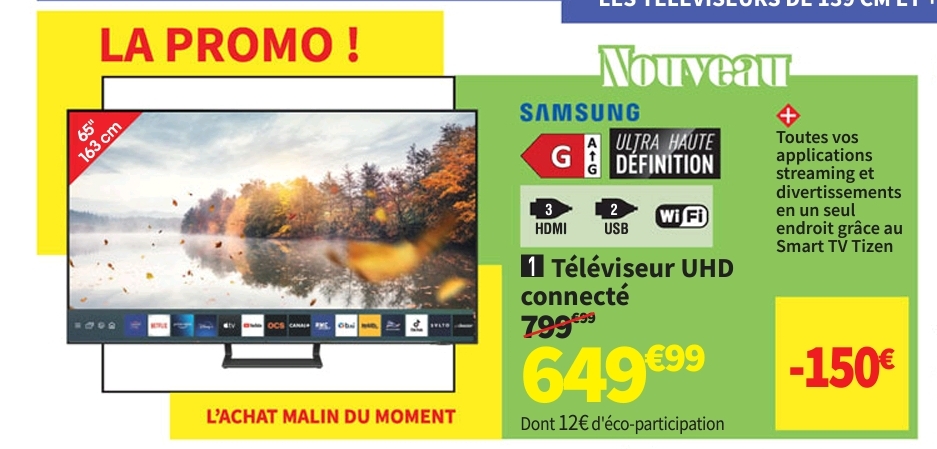 Téléviseur 163 Cm Led Samsung Tu65du8505k