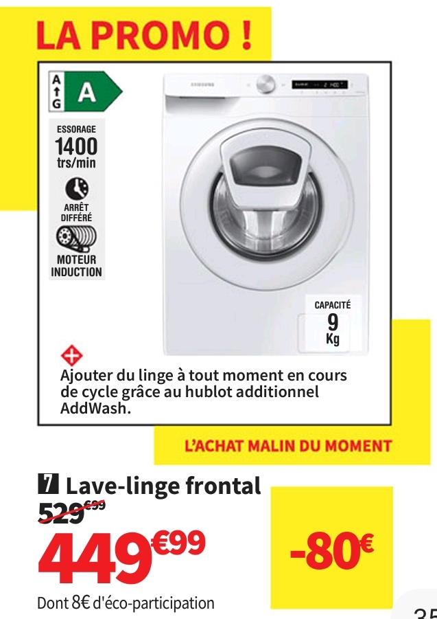 Lave Linge Ouverture Hublot Samsung Ww90t554dtw/s3