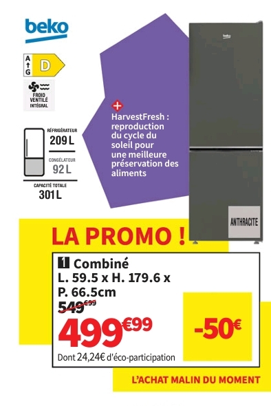 Refrigerateur Combiné (congél En Bas) Froid Ventilé (no Frost): Sans Givre Beko B5rcna345hg1