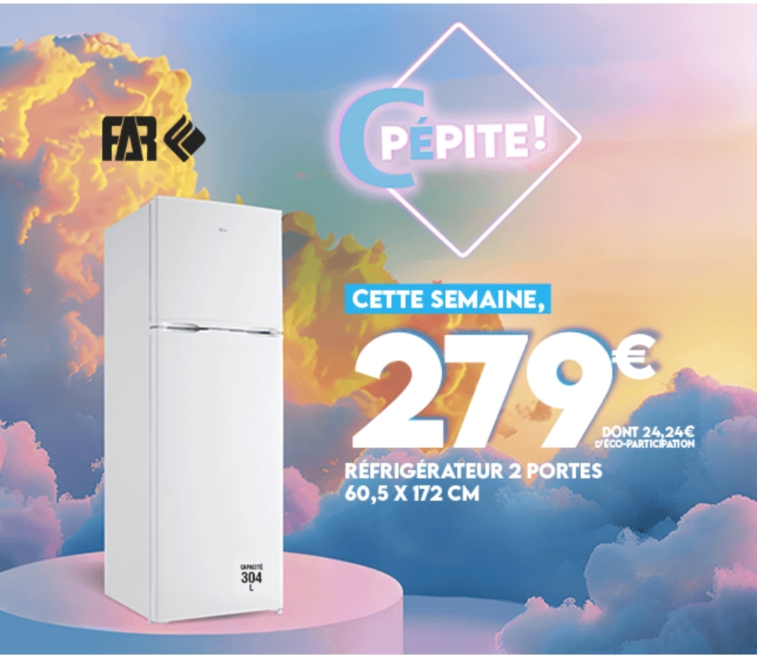 PÃ©pite De La Semaine Refrigerateur 2 Portes (congÃ©l En Haut) Froid Statique Far Dp303w Â