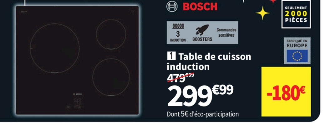 Plaque De Cuisson à Induction Bosch Puc611aa5e 3 Foyers 5200 Watts