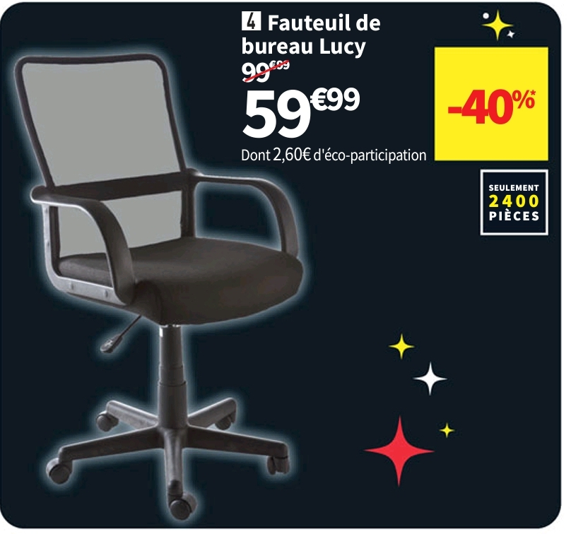 Fauteuil De Bureau Lucy Coloris Noir