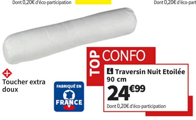 Top Confo Traversin 90 Cm Nuit Etoilee Coloris Blanc