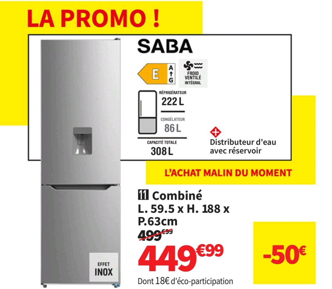 Refrigerateur Combiné (congél En Bas) Froid Ventilé (no Frost): Sans Givre Saba Cb3154nfwdile – L