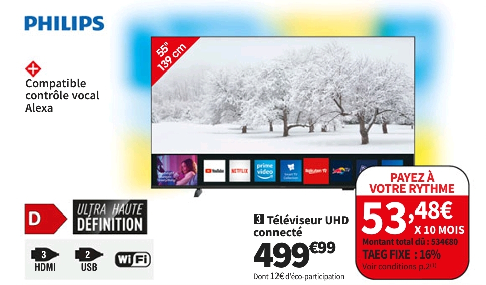 Téléviseur Led Philips 55pus8009/12 Uhd 4k 55 Pouces 139 Cm 5.0