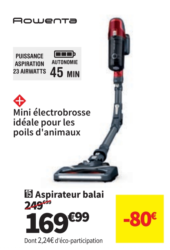 Aspirateur Balai Rechargeable Rowenta Rh6876wo – 23 Air Watts