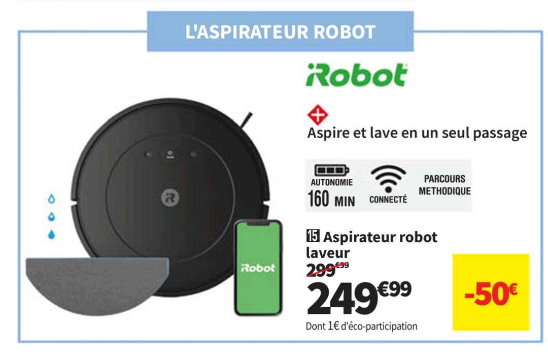 Aspirateur Robot Laveur Irobot Y0110   Du 30-04 Au 03-06-24