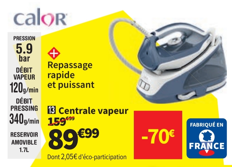 Centrale Vapeur Calor Sv6132c0 – Pression Vapeur 5.9 Bar