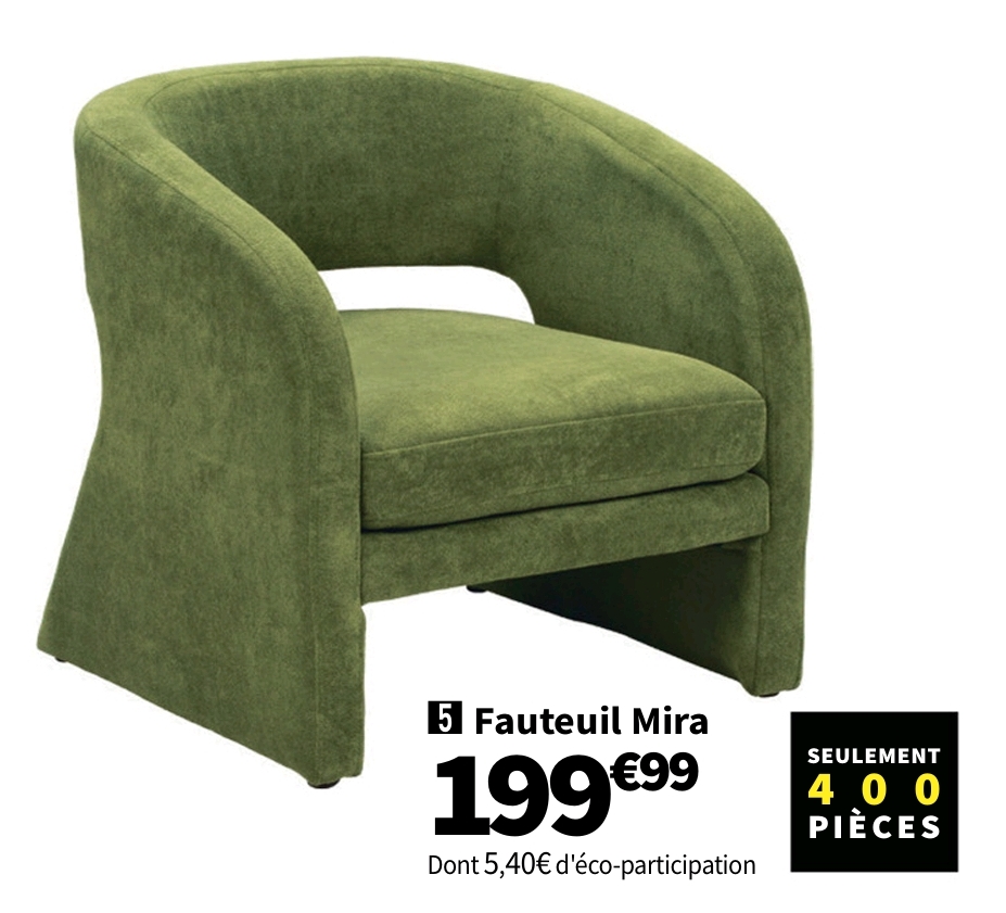 Fauteuil Fixe So Andy X Conforama Mira Tissu Vert