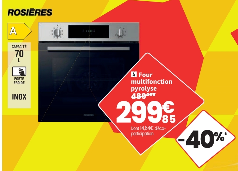 Four Multifonction Pyrolyse Rosieres R Fc3o5879inp 70 Litres