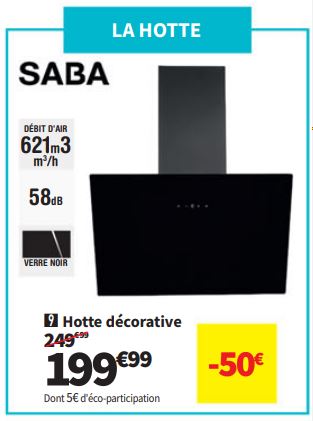 Hotte Décorative 40 Cm Saba Hd600 Inc-60/23a