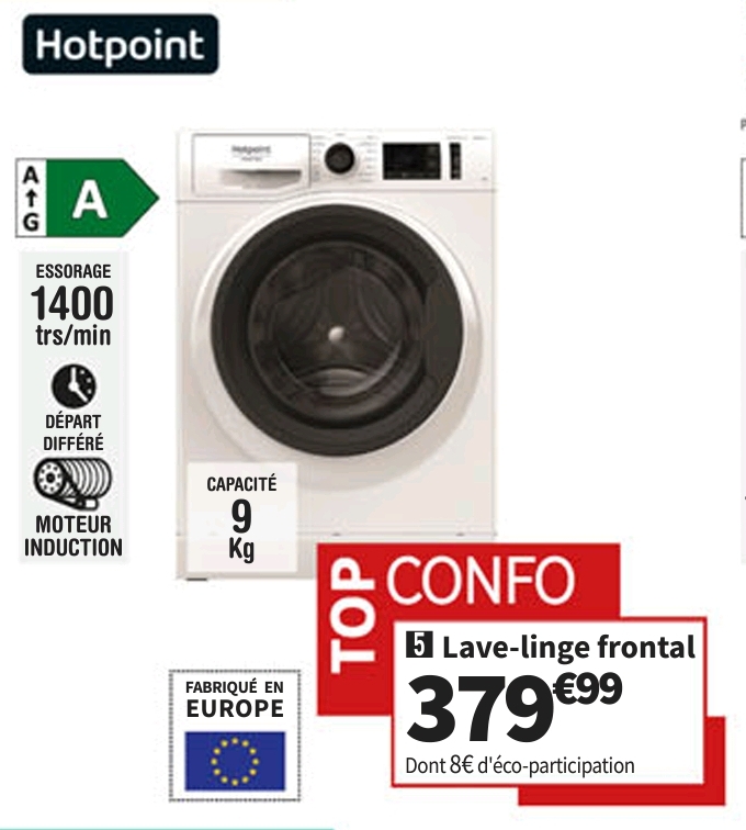 Lave-linge Frontal Hotpoint Cnm119469wkfr Top Confo