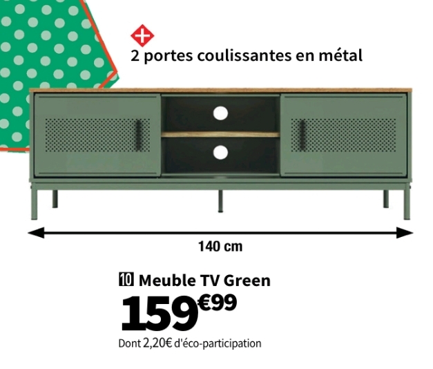 Meuble Tv Coloris Bicolore 140 Cm Green