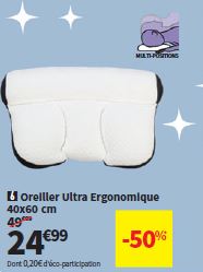 Oreiller Rectangulaire 50 X 70 Cm Ultra Ergonomique