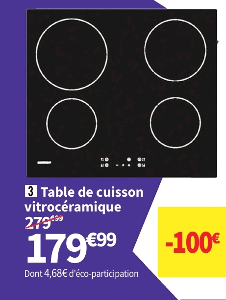 Plaque De Cuisson Vitrocéramique Rosieres Rocth64ct-2 4 Foyers 6500 Watts