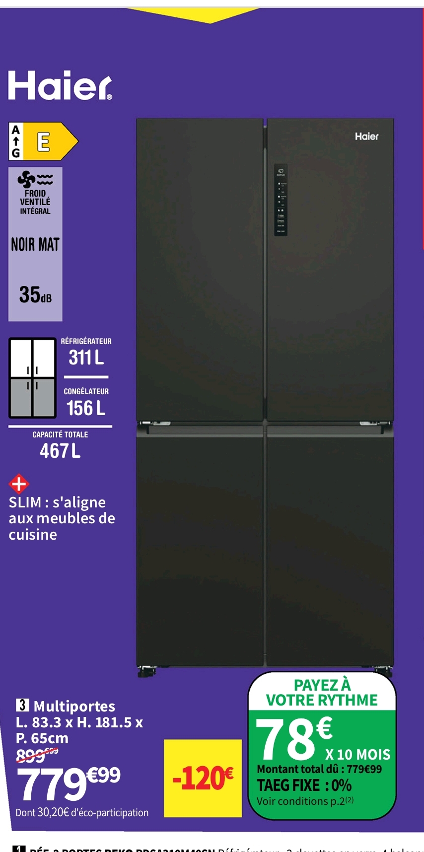 Refrigerateur Multiportes Froid Ventilé (no Frost): Sans Givre Haier Hcr3818enpt – L