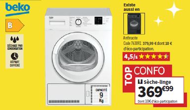 Seche Linge Beko Dcb912a Condensation 9 Kg Largeur 59.7 Cm Top Confo