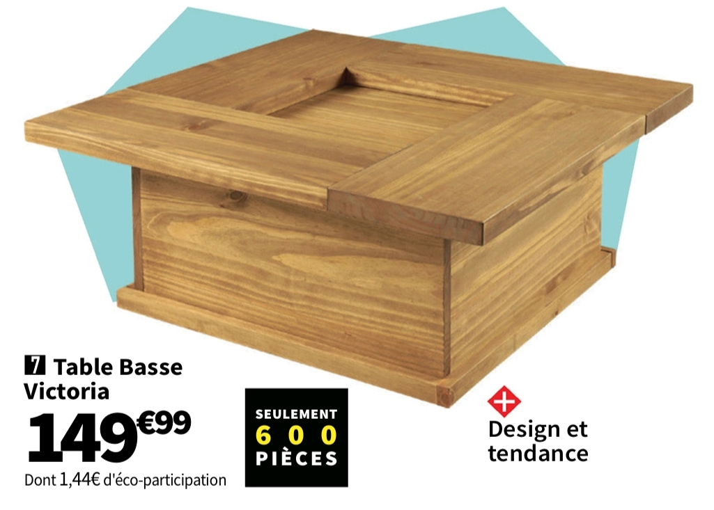 Table Basse Carré(e) Coloris Naturel So Andy X Conforama Victoria