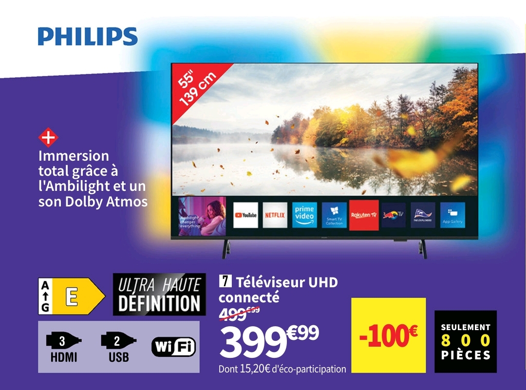 Téléviseur Led Philips 55pus8000/12 Uhd 4k 55