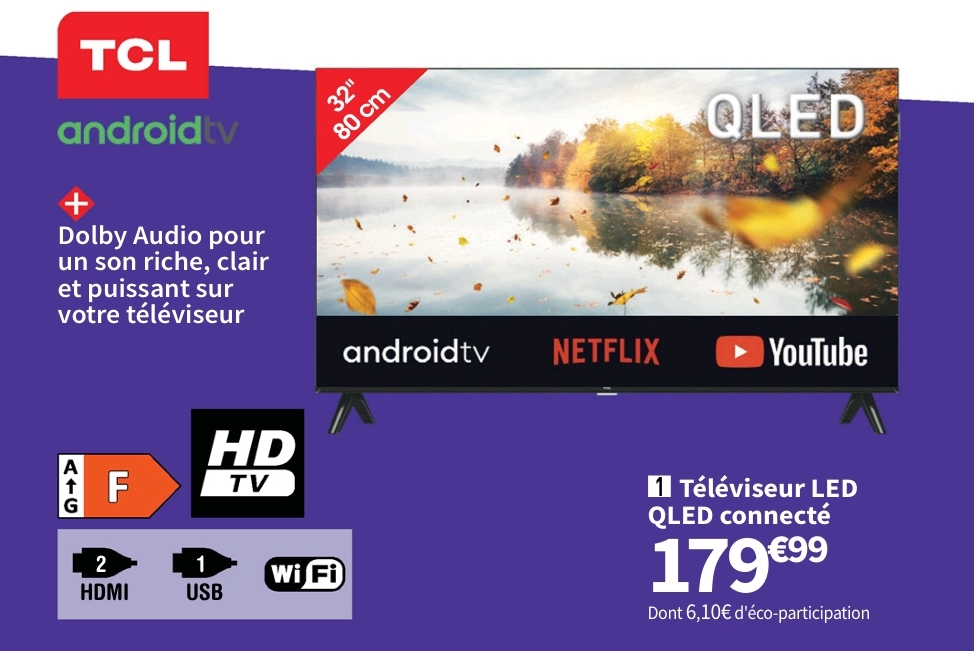 Téléviseur Qled Tcl 32s49k Hd 32 Pouces