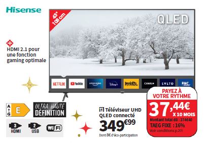 Téléviseur Qled Hisense 43e77nq Uhd 4k 43 Pouces 108 Cm