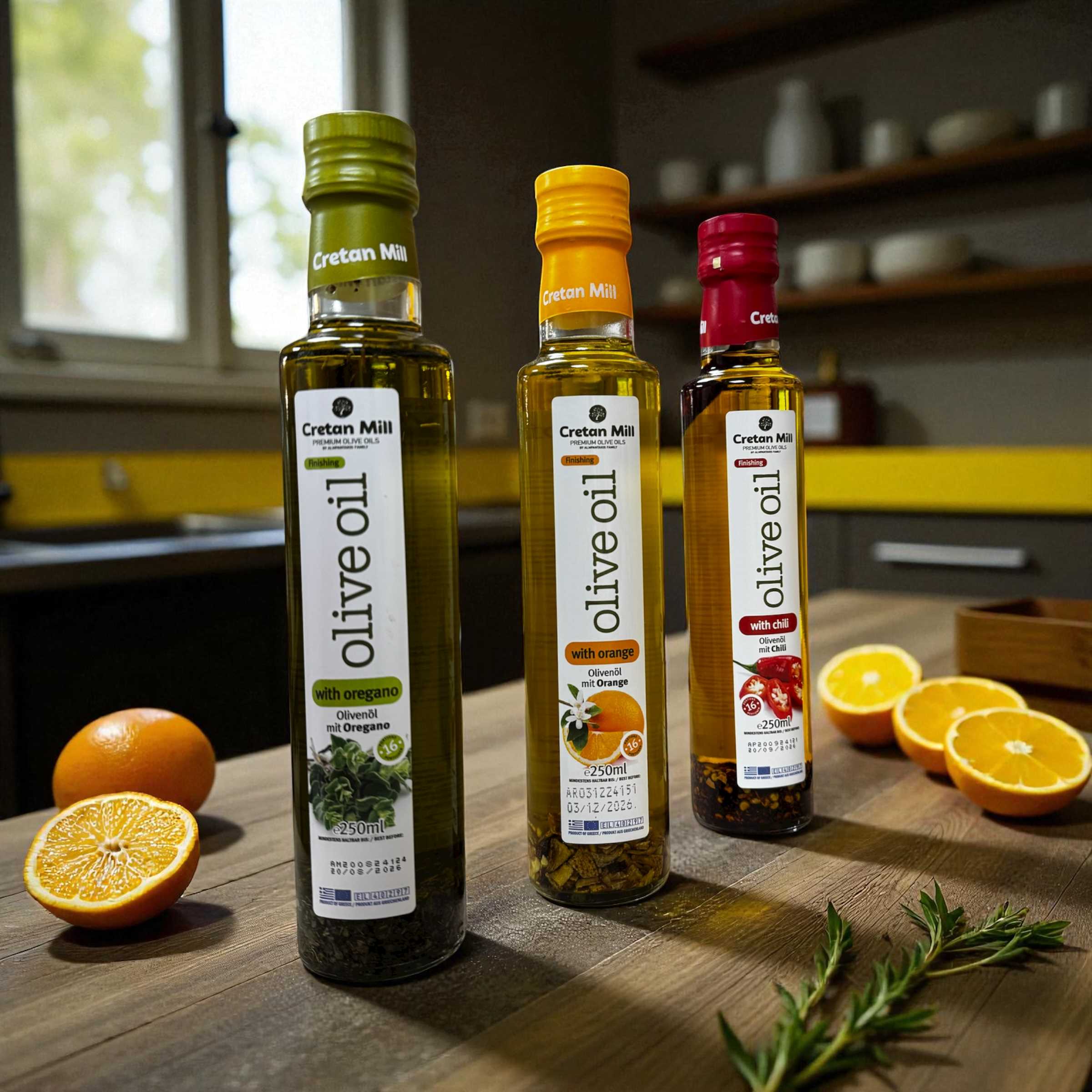 Coffret De 3 Huiles D’olive Aromatisées  De 250 Ml